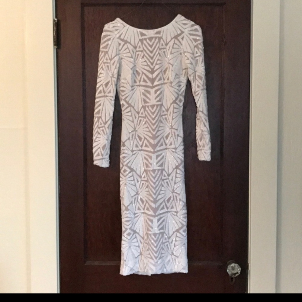 Dress the Population Emery Dress Large White/Nude - Picture 3 of 6